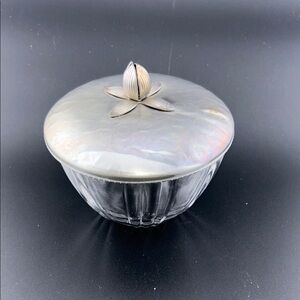VINTAGE Rodney Kent Silver and Clear Glass Lidded Bowl